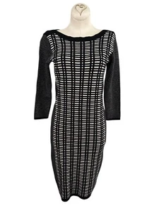 Gabby Skye Pulloverkleid schwarz weiß geometrisch Damen Größe S Langarm Midi K - Bild 1 von 8