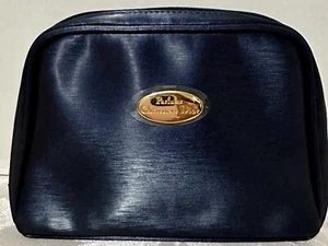 Vtg DIOR Parfume Cosmetic MakeUp Bag Navy Blue Zip Pouch Trousse De Toilette - Picture 1 of 5