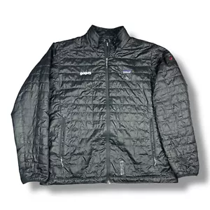 Patagonia Nano Puff Jacket Mens 2XL Black Full Zip Primaloft Zip FLAW Embroidery - Picture 1 of 14