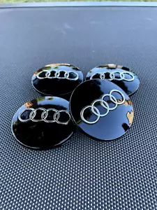 AUDI SET OF 4 BLACK 68 mm/2.68in Wheel Rim Center Hub Caps - Picture 1 of 10