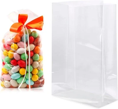 Gusseted Plastic Bags 6 x 3 x 15 Inch 100 Pack Clear Treat Bags - Image 1 of 4