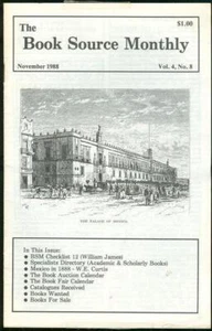 Book Source Monthly Magazine November 1988 Works by William James - Picture 1 of 1