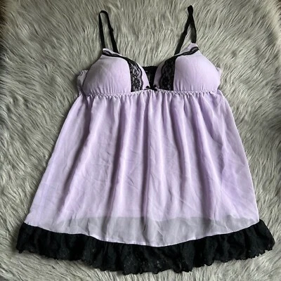 Apt.9 内衣懒人女式大号紫色花卉花边睡衣透明睡衣 — 第 1/4 张图片