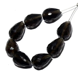Natural Smoky Quartz Faceted Drop Beads Briolette Loose Gemstone making Jewelry - Picture 1 of 3