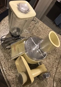 Vintage Oster Regency Yellow Gold Kitchen Center Attachment Parts Lot - Picture 1 of 14