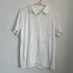 Women Top Blouse White Cotton Size Medium New - Picture 1 of 7
