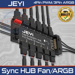 Sync Fan Hub CPU JEYI 4Pin PWM e 5V 3Pin ARGB con SATA 15Pin RGB Lighting PCB - Imagen 1 de 9