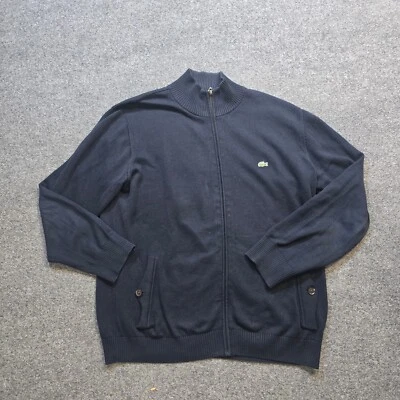 Lacoste Cardigan 男式尺寸 6 XL 蓝色全拉链毛衣口袋胶囊学院风 — 第 1/4 张图片