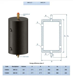BUFFER CYLINDER/TANK 24l + HEATING ELEMENT 3kW (230V) - Picture 1 of 7