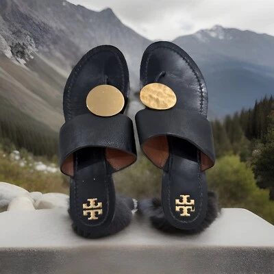 Sandalias de disco Tory Burch para mujer talla 8 M negras Patos Foto 1 de 4