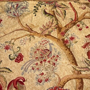 ROSE TREE Tan Red FLORAL JACOBEAN Damage. 2 PILLOW SHAMS 38x20” - Picture 1 of 7