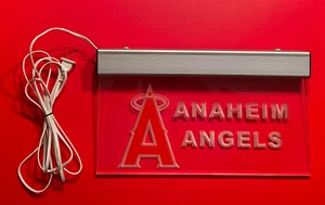 ANAHEIM ANGELS Large Hanging Light Up Etched Sign 15 Inches Long MLB Baseball - Picture 1 of 12