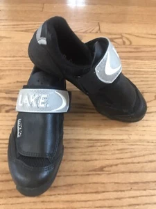 LAKE MX80 Womens Black Cycling leather lace up/strap Shoes size US 6.5 EUR 37 - Picture 1 of 6