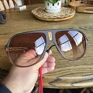 70-80s VTG Carrera Porsche sunglasses #5547 Brown Gold plate 10/130 C-Vision 400 - Picture 1 of 12