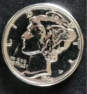 USA - 1 Dime - 1944 - No Mintmark - 1 Mercury Dime - 90% Silver - 10C Off Strike - Picture 1 of 15