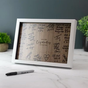 Jigsaw Wedding Guestbook Style Engraved Available with Frame Active - Picture 1 of 15