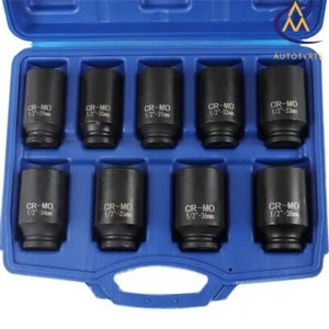 Deep Impact Socket Set 1/2" Drive Metric Axle Hub Nut Socket 29-38mm 9Pcs - Foto 1 di 12