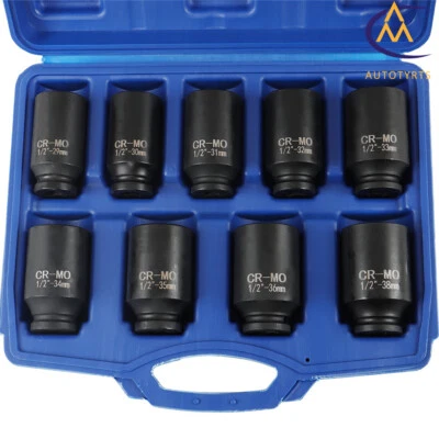 Deep Impact Socket Set 1/2" Drive Metric Axle Hub Nut Socket 29-38mm 9Pcs - Image 1 of 4