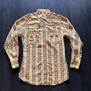 Vintage California Ranchwear LA Western Hemd 14,5 W 33 Long Tail Aztec Yellow - Bild 1 von 10