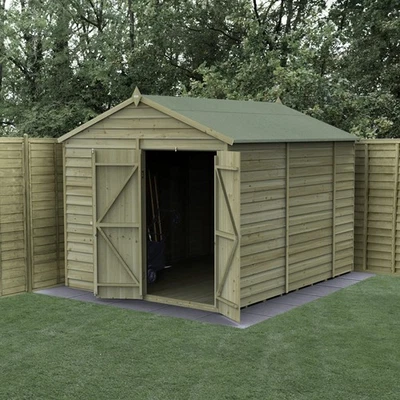 FOREST GARDEN Forest 4Life 8x10 Apex Shed Double Door No Window Garden Storage Free Delivery
