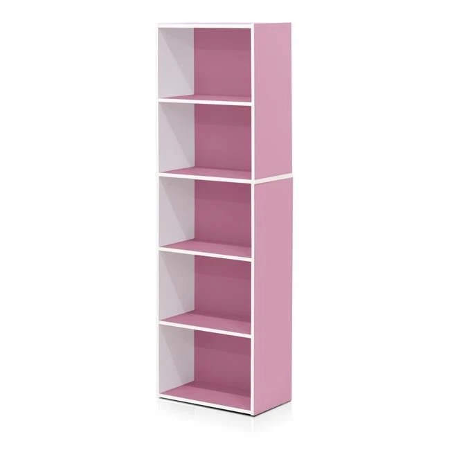 Furinno 11055WH-PI 5-Tier Reversible Open Shelf Bookcase  White & Pink - Image 1 of 1
