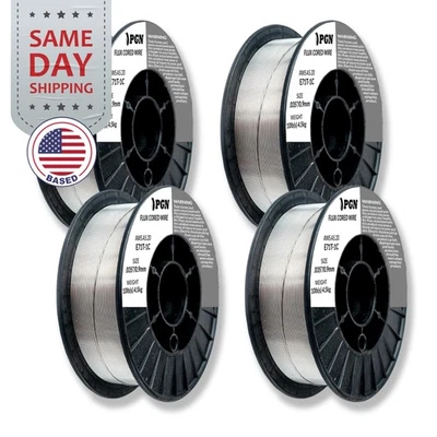 (4 упаковки) Проволока сварочная с сердечником флюса E71T-1C 0,035 дюйма - 10 фунтов | газоэкранированная проволока в инертном газе - Изображение 1 из 4