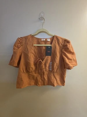 Blusa corta Levis naranja XL lino algodón nueva con etiquetas Foto 1 de 4