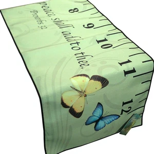 Inspirational He is the Ruler Table Runner Butterflies Indoor Outdoor Green NEW - Picture 1 of 3
