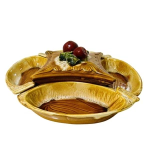 Vintage Maurice of California USA AP 521 Lazy Susan Set Apples Ceramic MCM 6 Pcs - Picture 1 of 12