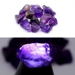 💎 12pcs Lot 97.79ct t.w Rough Natural Purple Amethyst - Unheated, Uruguay Gems - Picture 1 of 6
