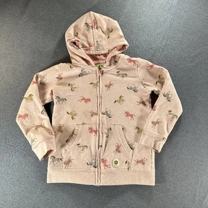 John Deere Horse Hoodie Sweatshirt Size 5T Pink Galloping Horses Zip Up Girls - Picture 1 of 9
