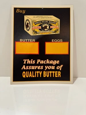 Vintage Style White Pearl Butter Figural Cardboard Sign Poster - Image 1 of 3