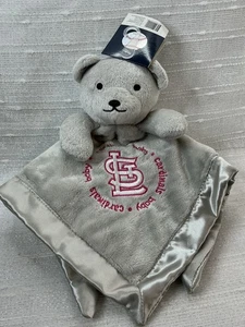 Baby Fanatic Lovey Security Blanket Bear Plush Gray St. Louis Cardinals Pink NEW - Picture 1 of 19