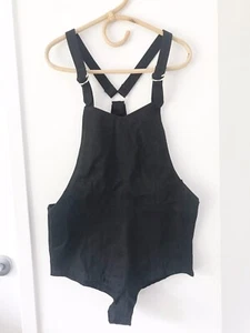 RUE STIIC Overalls Size S Black Fitted High Cut Cheeky Bum Denim Shorts BNWT - Picture 1 of 7