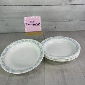 Corelle von Corning FRIENDSHIP blau pastell Blumen weiß 8,5" Suppenrand Schüsseln Set 6 - Bild 1 von 24