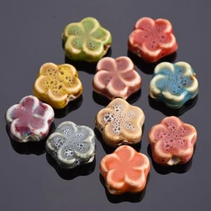 10 piezas Elegante Flor de Esmalte Hecho a Mano Cerámica Porcelana Cuentas Sueltas Hágalo Usted Mismo Joyería - Imagen 1 de 14