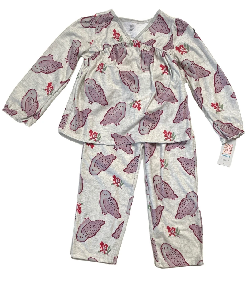Carter’s Pajama Set Little Girls V-NK Long Sleeve Owls Flannel Set Size 5, 6 NWT - Image 1 of 1
