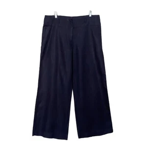 Pantalone H&M 100% lino blu gamba larga tasche laterali vita larga taglia 16 - Foto 1 di 7