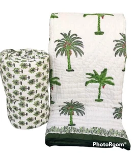 Queen Size Baumwolle Indische Wendedecke Winter Razai Quilt Palme Bedruckt - Bild 1 von 1