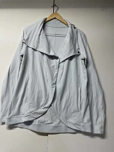 Lululemon Semi Wrap Sweater Yoga Thumb hole Jacket Grey Stretch See Measurements - Picture 1 of 7