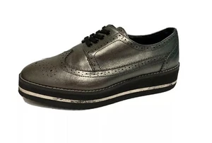 Zara Women's Silver Platform Shoes Oxfords Sz EU 39 US 8.5 - Picture 1 of 9