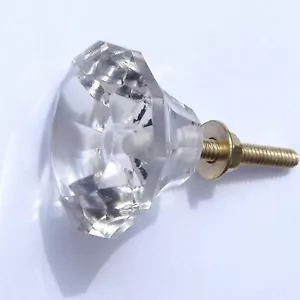 small crystal cut glass drawer & cupboard cabinet pulls door knobs 35 mm - Picture 1 of 5