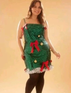 Forever 21 Cute Green Sequin Christmas Tree Mini Dress Plus Size 2X, 18/20 - Picture 1 of 8