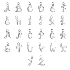 Kettenanhänger Buchstabe mit oder ohne Kette Edelstahl Alphabet Anhänger silbern - Bild 1 von 42