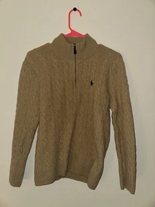 Vintage Polo Ralph Lauren Men's Medium Cotton Linen Green Turtleneck Sweater - Picture 1 of 1