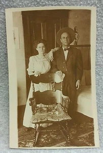 AZO Real Photo Postcard RPPC Taboo May December Couple Romance Marriage ca 1910 - Picture 1 of 4