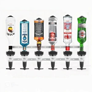 6 Flaschen Wandbefestigung Halterung + 6 traditionelle 50 ml Optik Spirit Maße Bar Pub - Bild 1 von 16