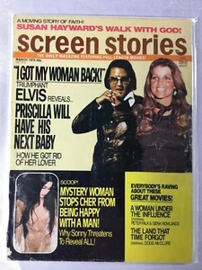 screen stories	magazine:  elvis, priscilla, cher, sonny, mar, 1975 - Imagen 1 de 1