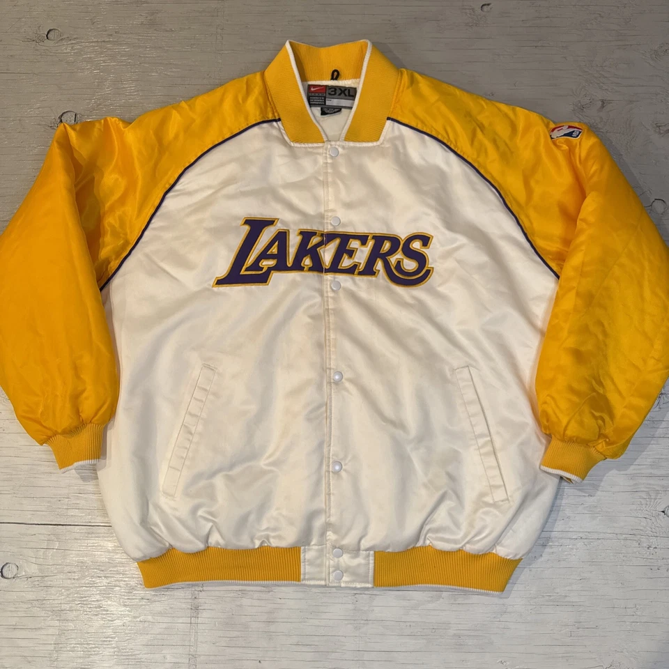 Chaqueta de bombardero de baloncesto satinado vintage NBA Nike LA Los Angeles Lakers talla 3XL Foto 1 de 4