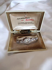 Ladies Hamilton Platinum  & Diamonds 1940s 60s converted Watch Not Working obo - Picture 1 of 12